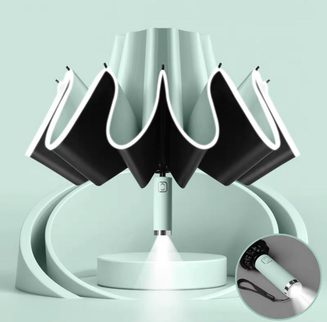 Paraguas plegable portátil de 23 pulgadas y 10k con doble capa de ventilación, paraguas automático impermeable con revestimiento plateado
