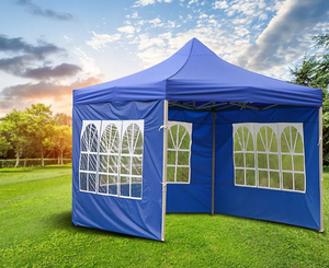 Carpa emergente plegable de acero portátil con dosel, impermeable, personalizable, impresión de logotipo, eventos con pared lateral de ventana