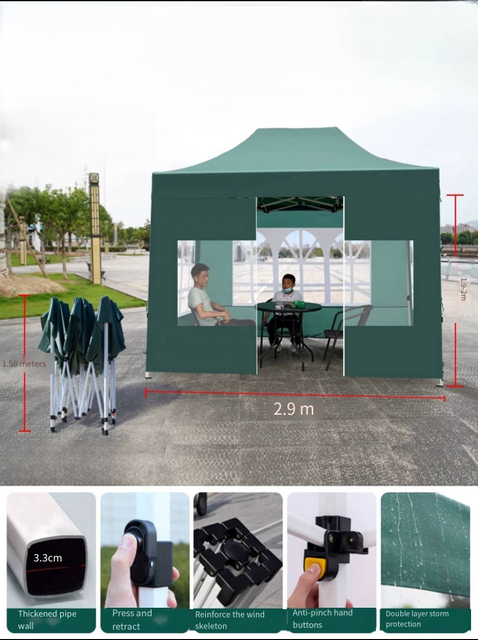 Toldo emergente de alta calidad, 2x2m, 2x3m, 3x3m, 3x4,5m, 3x6m, tienda para feria comercial, tienda plegable para publicidad al aire libre, tela Gazebo de 3x3 M